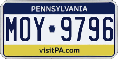 PA license plate MOY9796