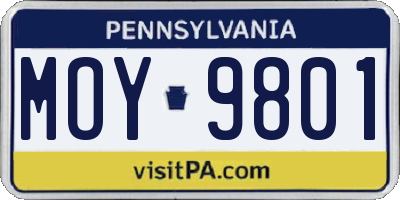 PA license plate MOY9801
