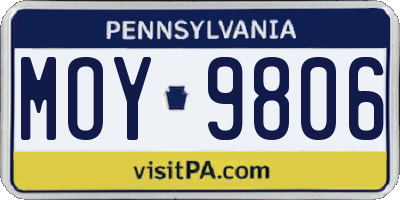 PA license plate MOY9806