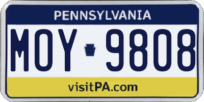 PA license plate MOY9808