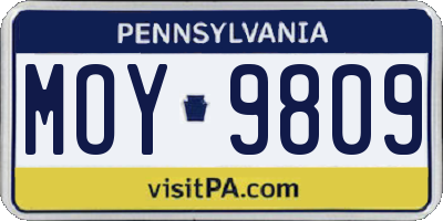 PA license plate MOY9809