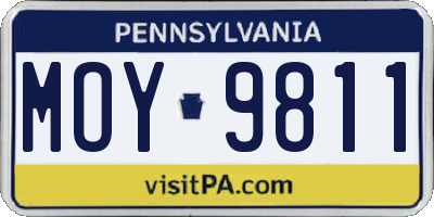 PA license plate MOY9811