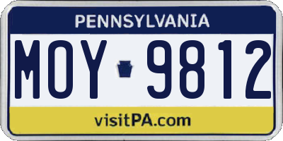 PA license plate MOY9812