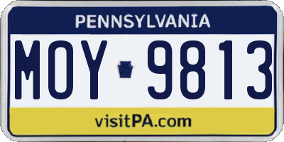 PA license plate MOY9813