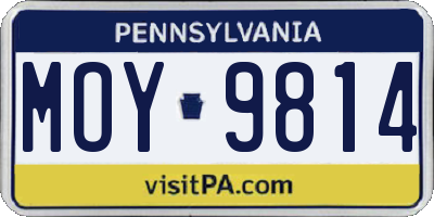 PA license plate MOY9814