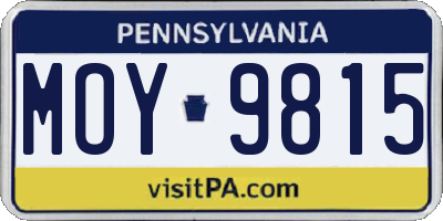 PA license plate MOY9815