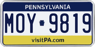 PA license plate MOY9819