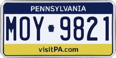 PA license plate MOY9821