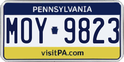 PA license plate MOY9823
