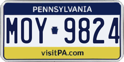 PA license plate MOY9824