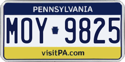 PA license plate MOY9825