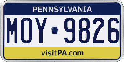 PA license plate MOY9826