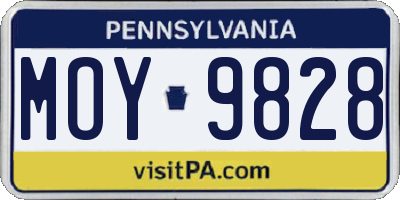 PA license plate MOY9828