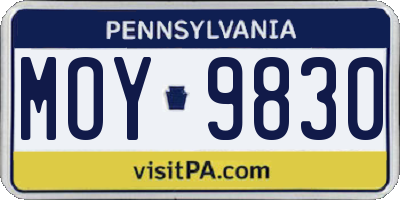 PA license plate MOY9830