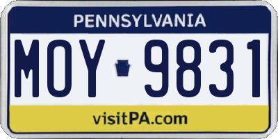 PA license plate MOY9831