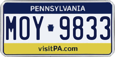 PA license plate MOY9833