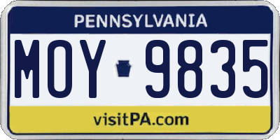 PA license plate MOY9835