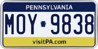 PA license plate MOY9838