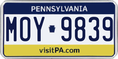 PA license plate MOY9839