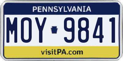 PA license plate MOY9841