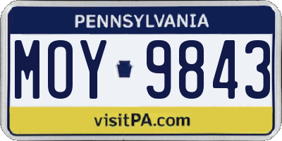 PA license plate MOY9843