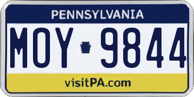 PA license plate MOY9844