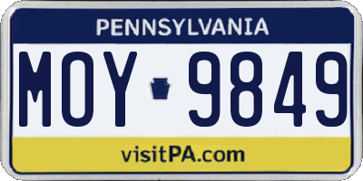 PA license plate MOY9849