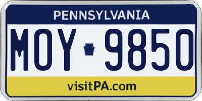 PA license plate MOY9850