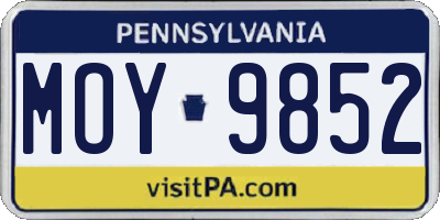 PA license plate MOY9852