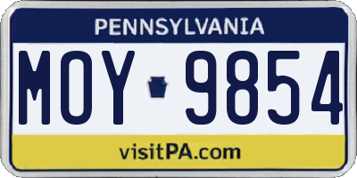 PA license plate MOY9854