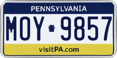 PA license plate MOY9857