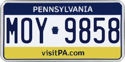 PA license plate MOY9858