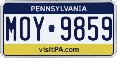 PA license plate MOY9859