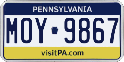 PA license plate MOY9867