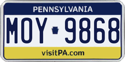 PA license plate MOY9868