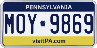 PA license plate MOY9869