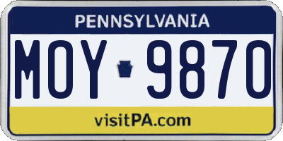PA license plate MOY9870