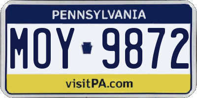 PA license plate MOY9872
