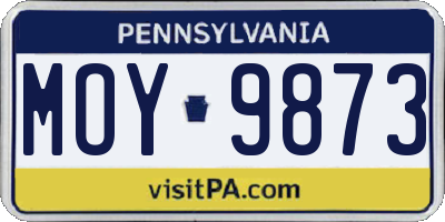 PA license plate MOY9873