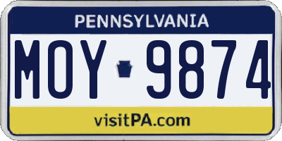 PA license plate MOY9874
