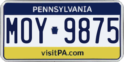 PA license plate MOY9875