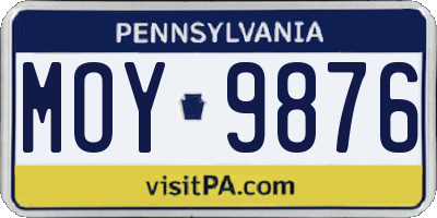PA license plate MOY9876