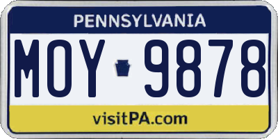 PA license plate MOY9878