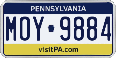 PA license plate MOY9884