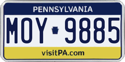 PA license plate MOY9885