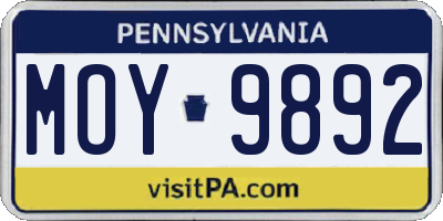 PA license plate MOY9892