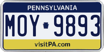 PA license plate MOY9893