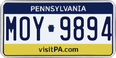 PA license plate MOY9894