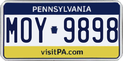 PA license plate MOY9898