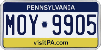PA license plate MOY9905